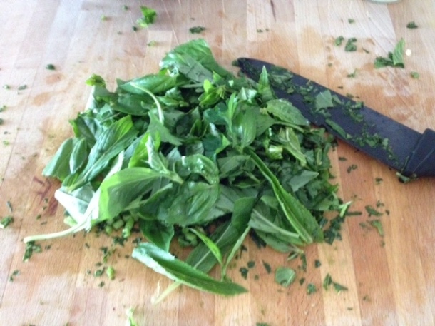 Recipe for salsa verde with basil, mint & parsley